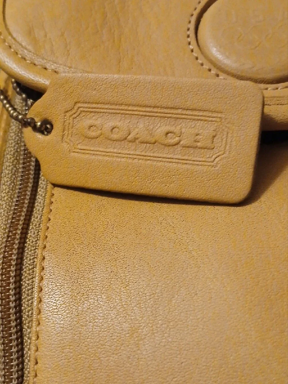 Coach Compact Mustard Yellow Crossbody Bag with Front Zip Pocket
